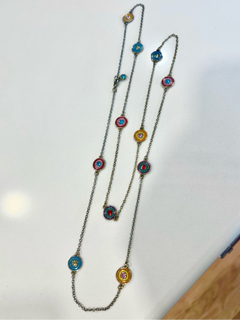 Dylan’s Candy Bar Enamel Disc Long Golf Necklace *Vintage*